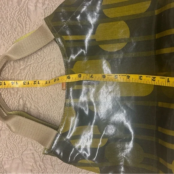 Orla Kiely Olive Green Hobo Purse Bag Multi Leaf Magnetic Clasp Leather Strap - Picture 6 of 10